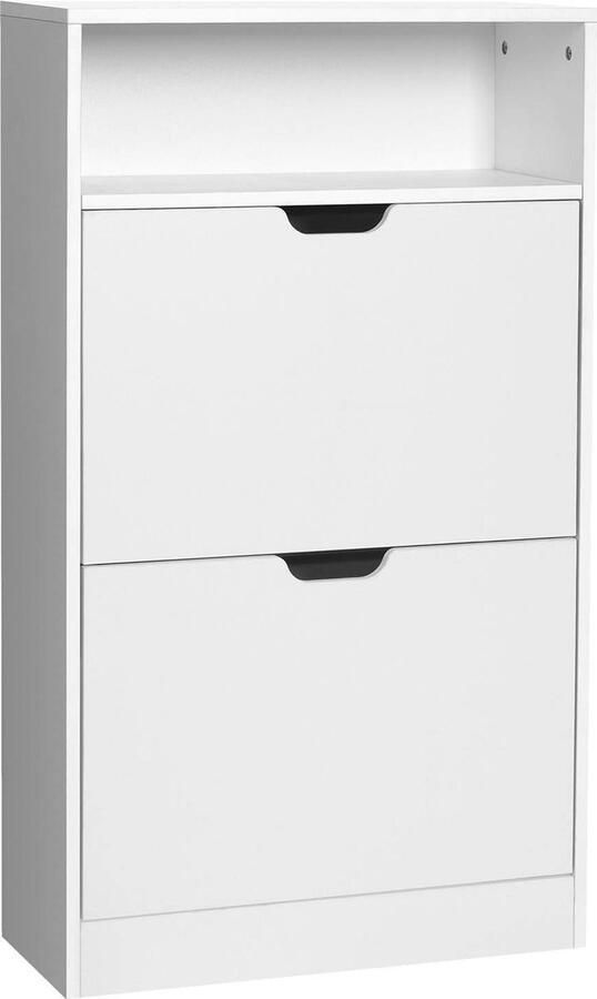 QPFO Schoenenkast met 2 Kleppen Schoenenrek met Extra Opbergvak Witte Schoenen Opberger