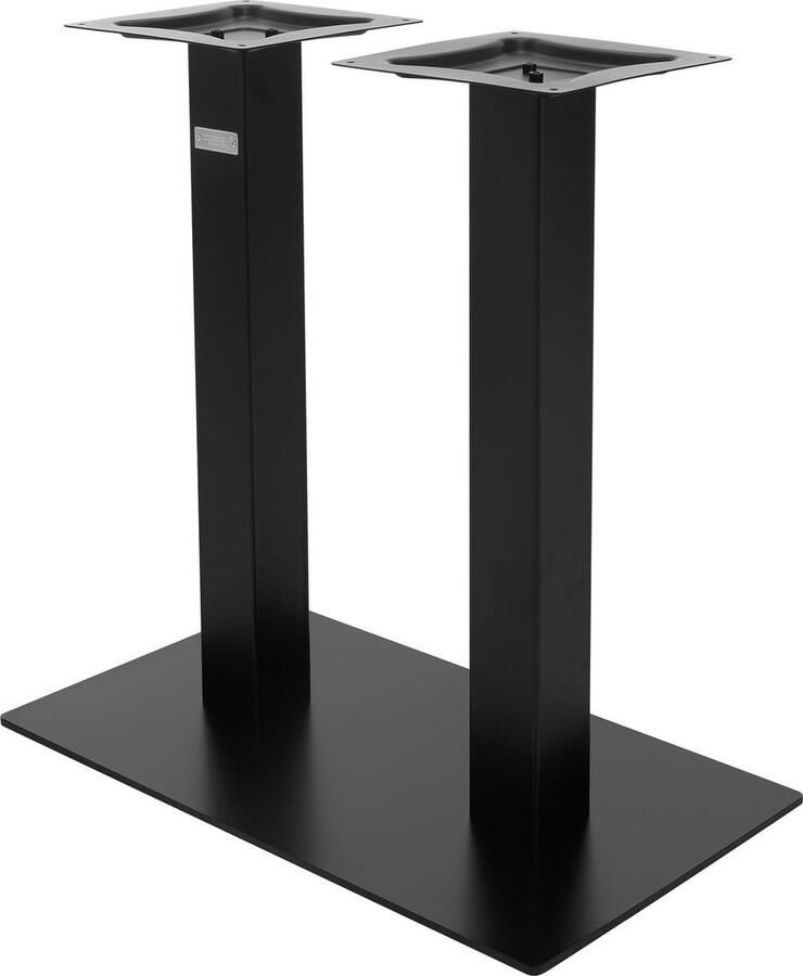 QPFO Tafelonderstel Zwart Dubbel 72 cm Hoog Gepoedercoat Staal Met Stevige Voetplaat 70x43 cm