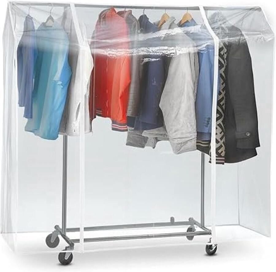 QPFO Transparante Kledingrek Hoes Afdekking Met 2 Ritsen Stofvrije Bescherming Voor Kleding 130x160x60cm