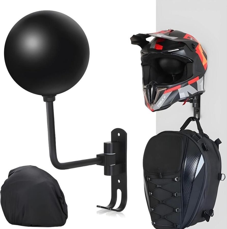 QProductz Qz Helmhouder Helm Houder 180 Graden Roterend Helm Kapstok met Muurbevestiging Makkelijk te Monteren