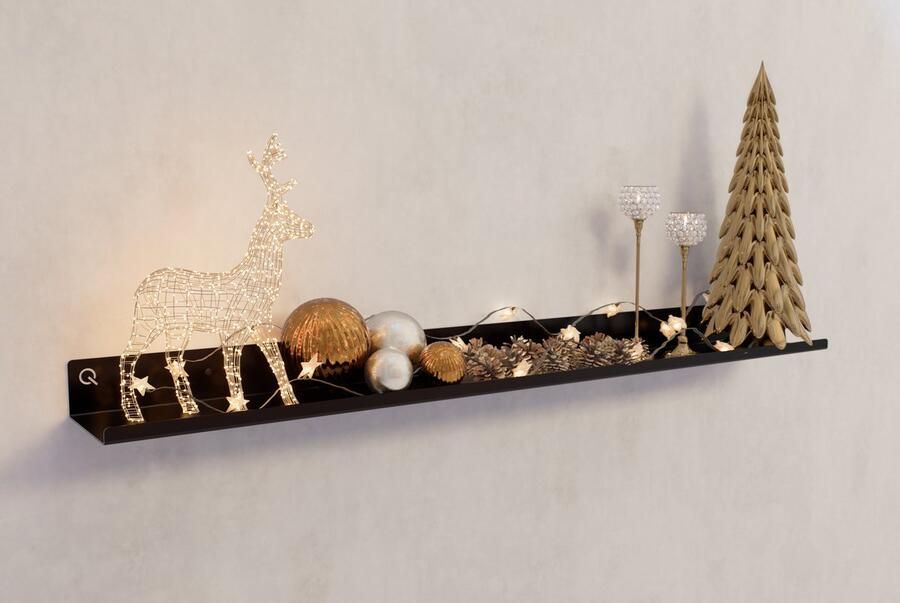 Qstiel Qlavo Fotolijstplank Zwart 100cm Metaal Stevig materiaal wandplank fotoplank zwevend