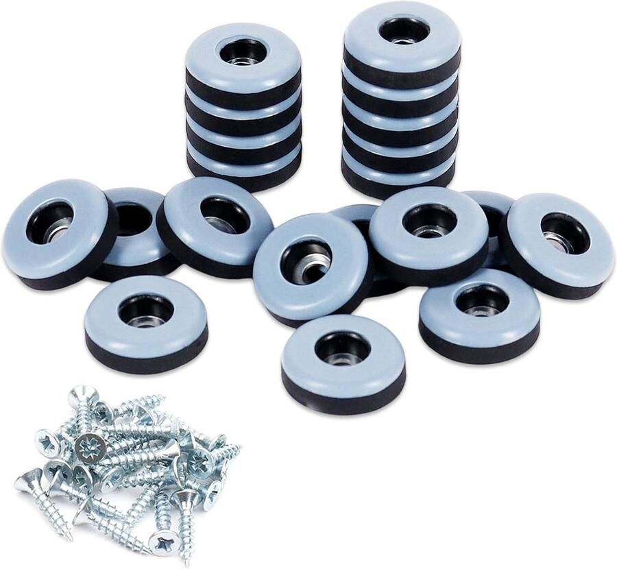 QTTVBTNA Meubelglijders Rond Teflon Antivibratie Viltglijders Beschermt Vloer & Verplaatst Makkelijk Voor Stoelen Tafels Grijs Ø19mm 48 Stuks