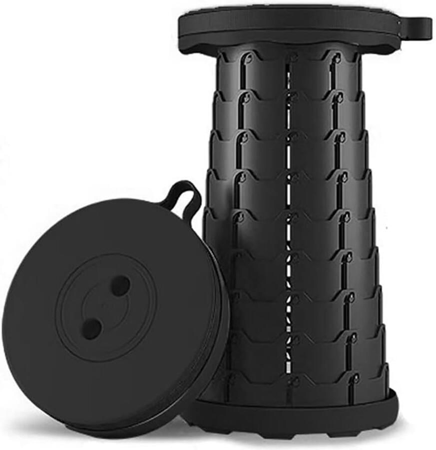QTTVBTNA Opvouwbare Kruk Draagbare Telescoop kruk In Hoogte Verstelbaar 6-45cm Belastbaar tot 250kg Lichtgewicht Krukje Zwart 1 stuk