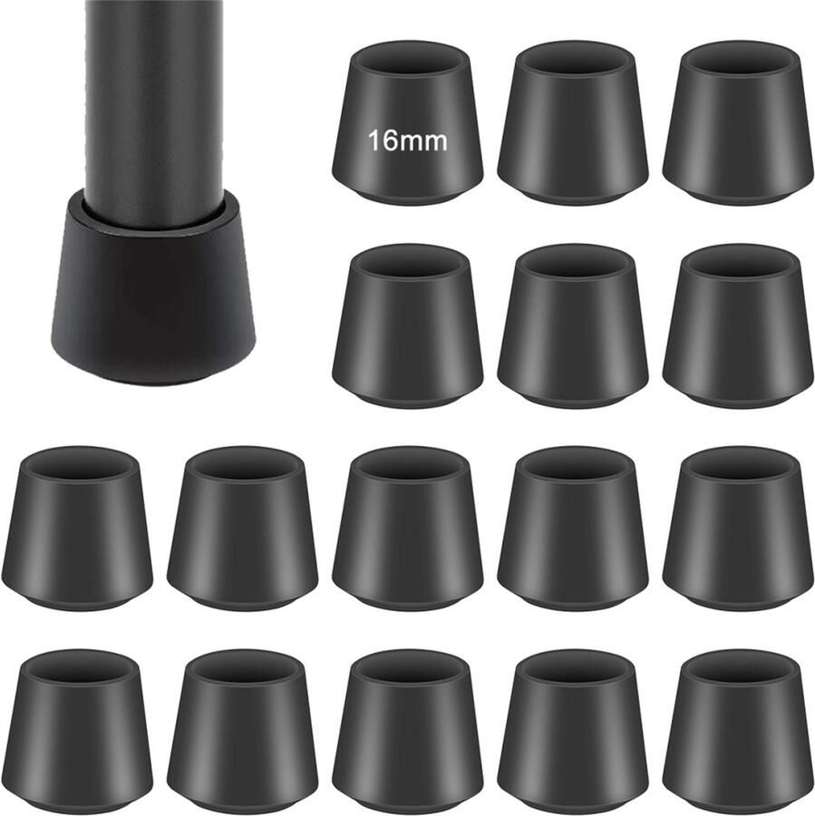 QTTVBTNA Stoelpoot beschermers – Stoelpootdoppen vierkant – Voor Ronde 18 mm Stoelpoot – Vloer‑ & Meubelbescherming – Recyclebaar – Zwart – 32 St