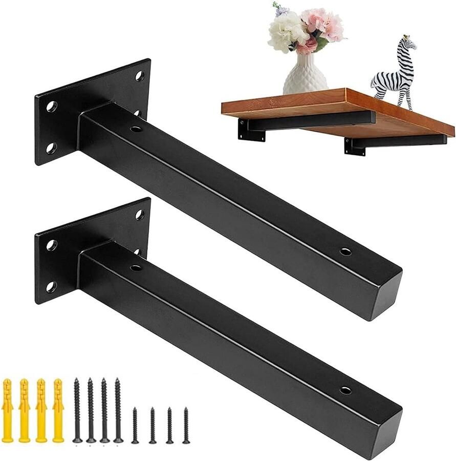 QTTVBTNA Wandplank Beugel RVS Steun Ruimtebesparing Voor Planken & Opslag Industrieel Design Huishouden Zwart 150mm 2 stuks