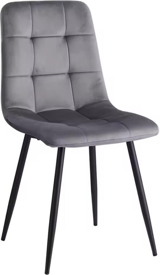 Quality Goods Quality for goods Set van 4 eetkamerstoelen Scandinavische stoel met fluwelen zitting en rugleuning Metalen poten Grijs Zwart