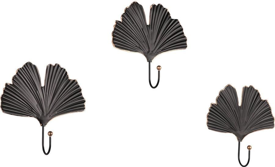 Qualu Garderobehaak Torna Merel Wandgarderobe Haak Set van 3 Zwart Goud Metaal