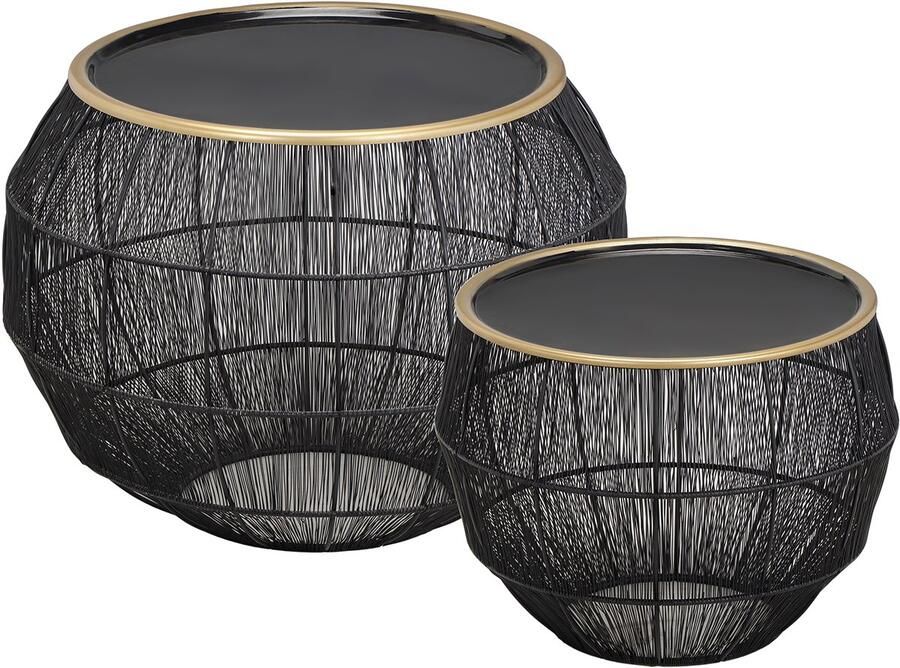 TRIO Set Bijzettafels Kanka Rond 55cm Zwart Metaal