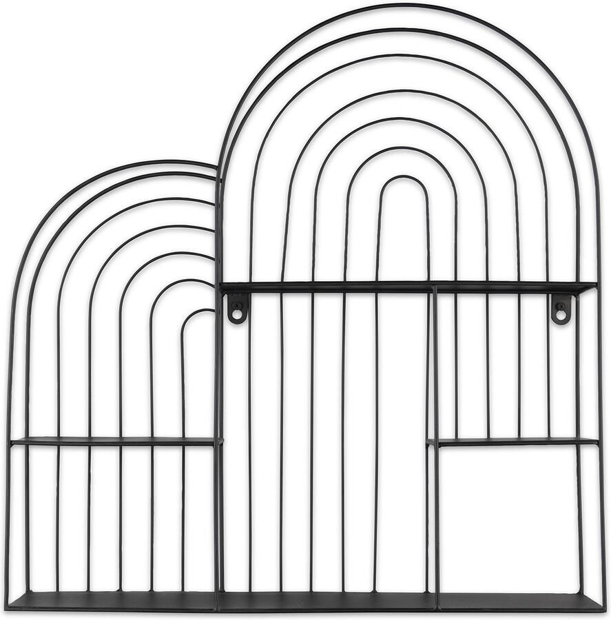 Qualu Wandplank Wandrek Torna Ivar Inclusief Hanger Zwart Metaal