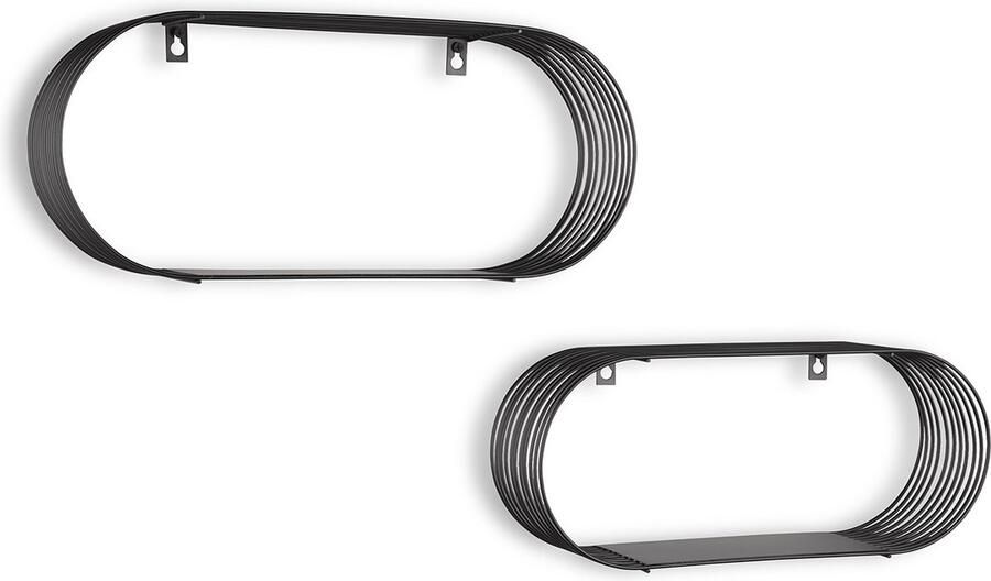 Qualu Wandrek Muurplanken Torna Yoelle 2-delig Zwart Metaal