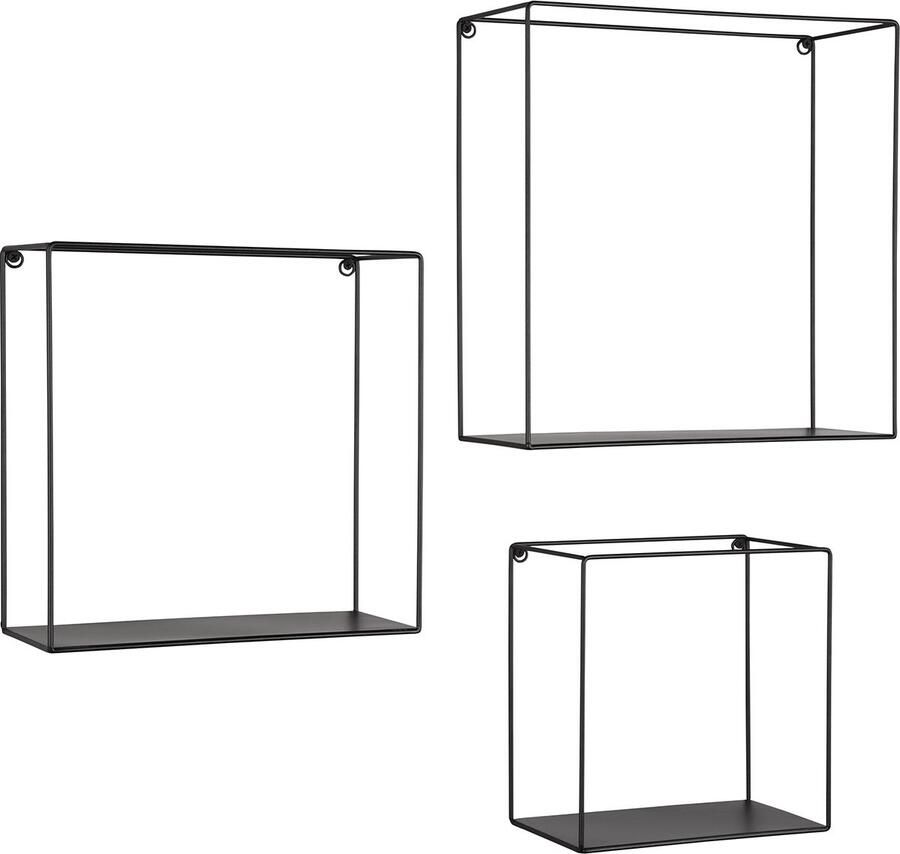 Qualu Wandrek Wandplankenset Torna Atika 3-delige wandplanken Zwart Metaal