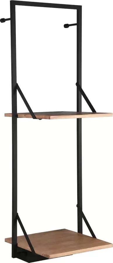 Qualu Wandrek Torna Lino Rek met LED Verlichting en 2 Schappen 10W Warm Wit 3000K Zwart