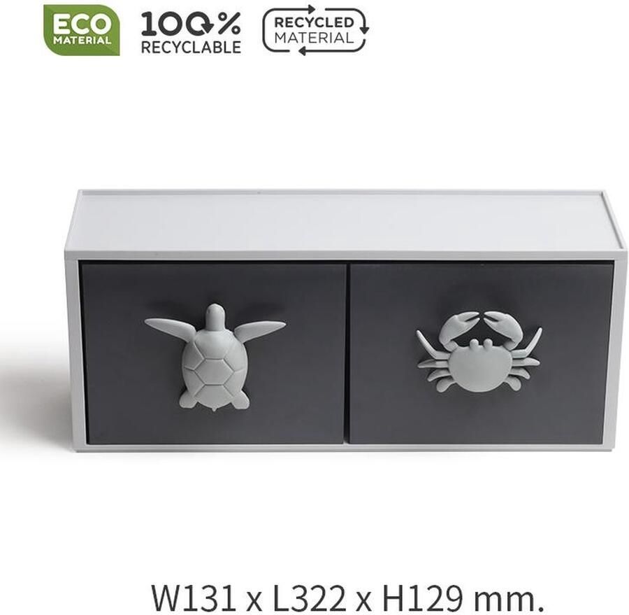 Qualy Ladekast 1 Rack (2 Lade) “Ocean Drawer Rack (2 Drawers)” W137 × L322 × H129 mm