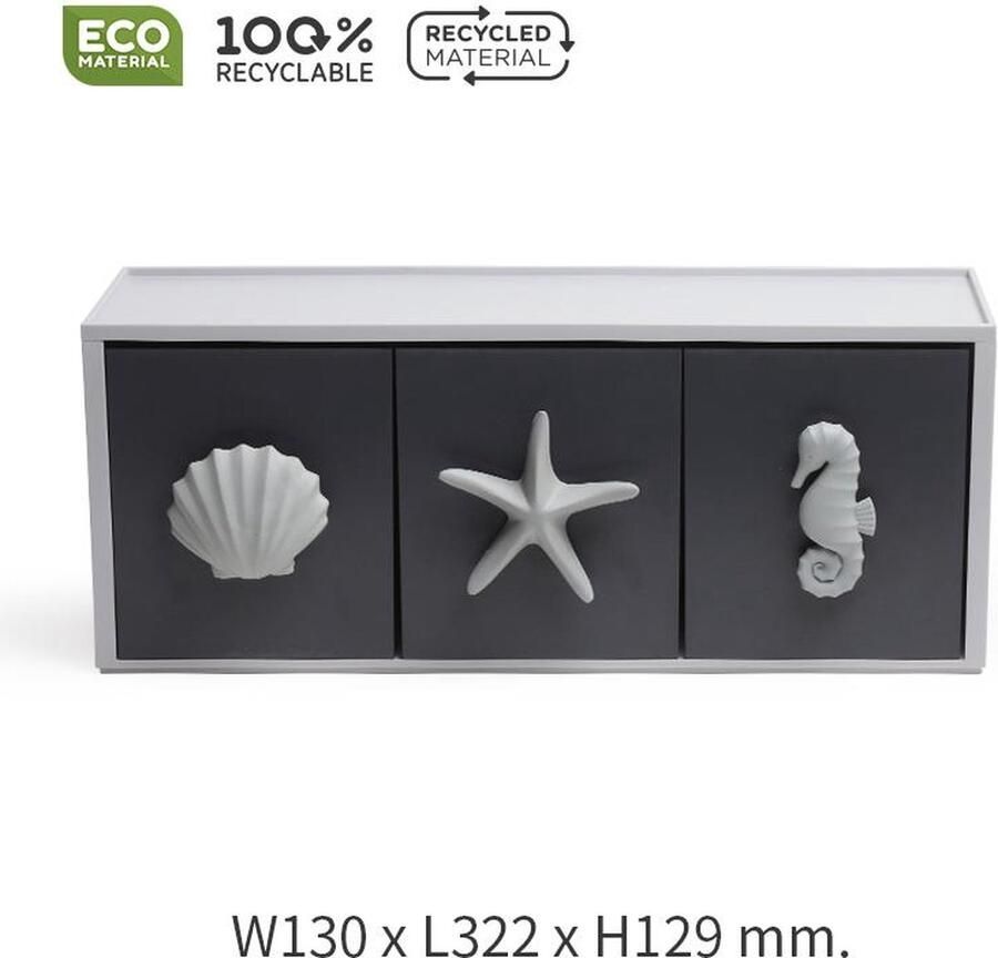 Qualy Ladekast 1 Rack (3 Lade) “Ocean Drawer Rack (3 Drawers)” W137 × L322 × H129 mm