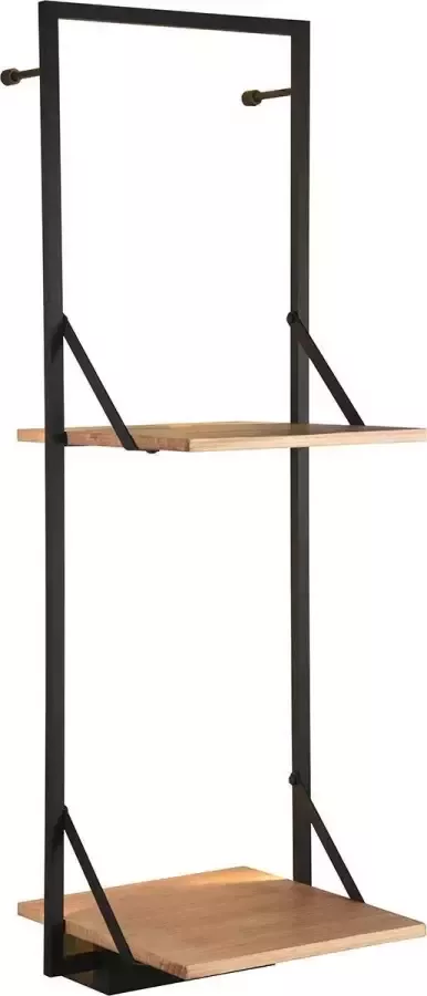 Quana Wandrek Nitron Lino Rek met LED Verlichting en 2 Schappen 10W Warm Wit 3000K Zwart