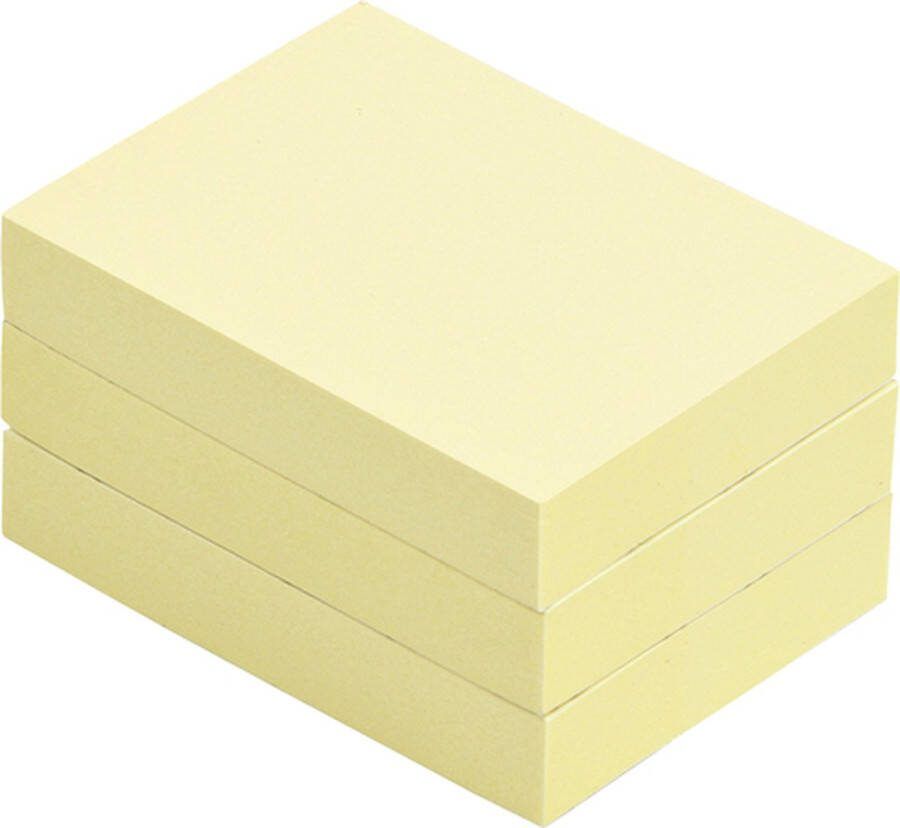Quantore Memoblok 38x51mm sticky geel Pak a 4 set x 3 stuk 120 stuks