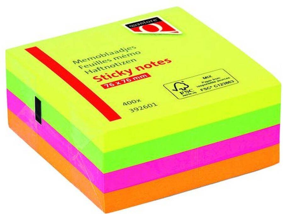 Quantore Memoblok 76x76mm sticky neon ass Pak a 400 vel 60 stuks