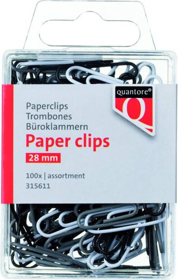 Quantore Paperclip 28mm assorti Omdoos a 10 blister x 100 stuk 10 stuks