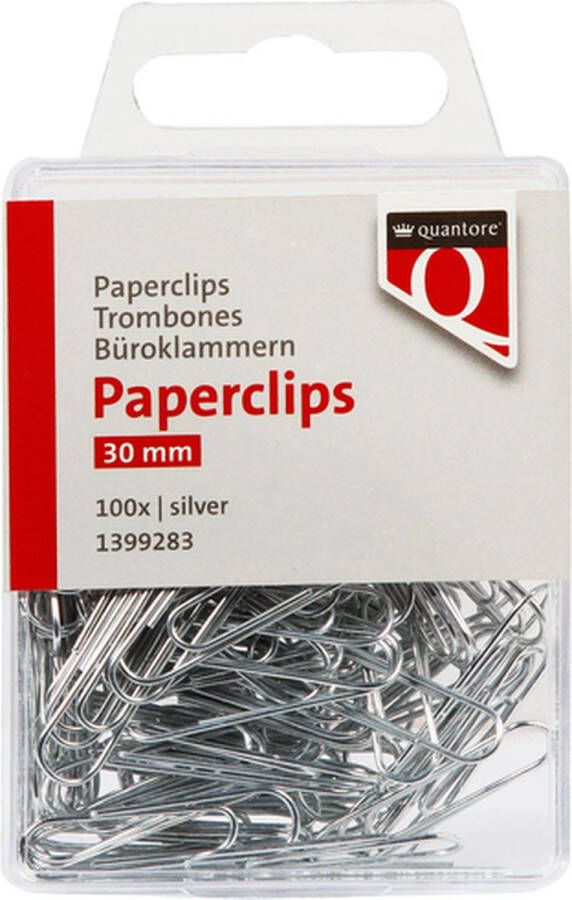 Quantore Paperclip 30mm rond zilver 100 stuks Blister a 100 stuk