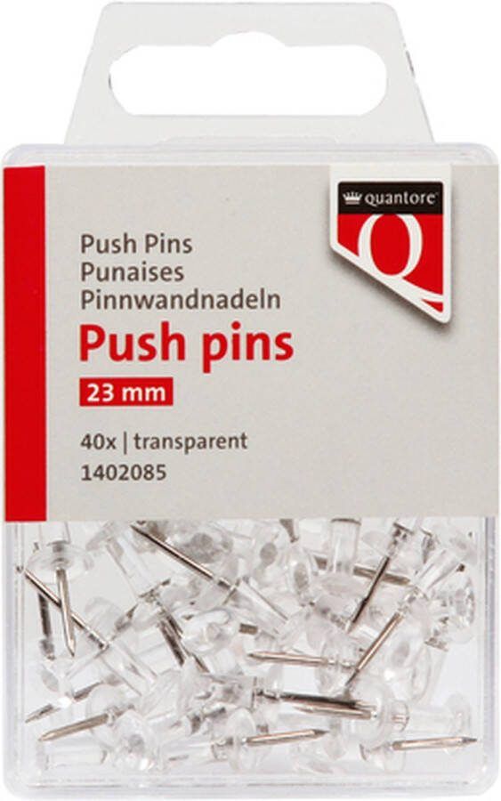 Quantore Push pins transparant 40 stuks Blister a 40 stuk