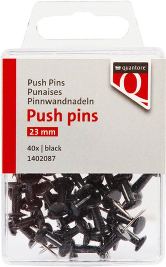 Quantore Push pins zwart 40 stuks Blister a 40 stuk
