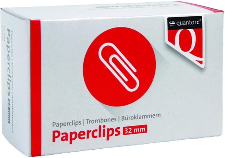 Quantore Paperclip r2 32mm kort 200 stuks