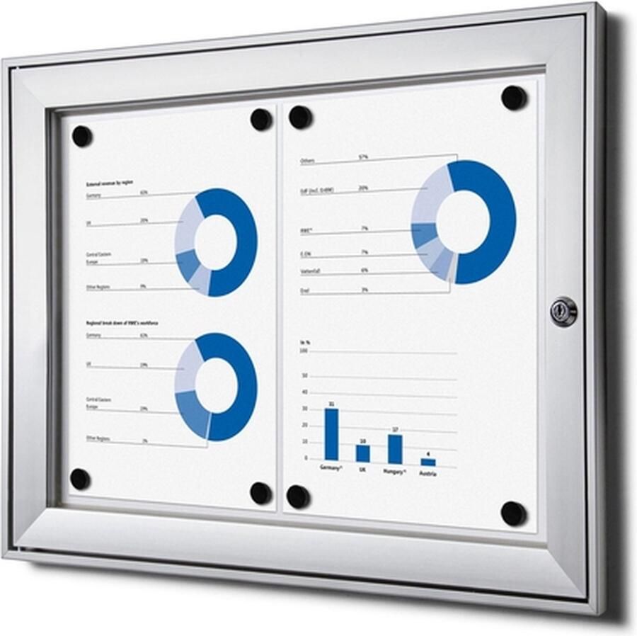Quantore Vergrendelbaar notitiebord indoor zilver 2x a4