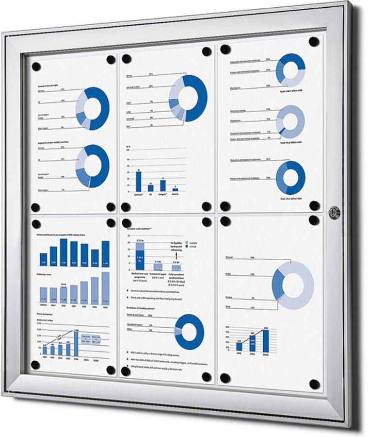 Quantore Vergrendelbaar notitiebord indoor zilver 6x a4