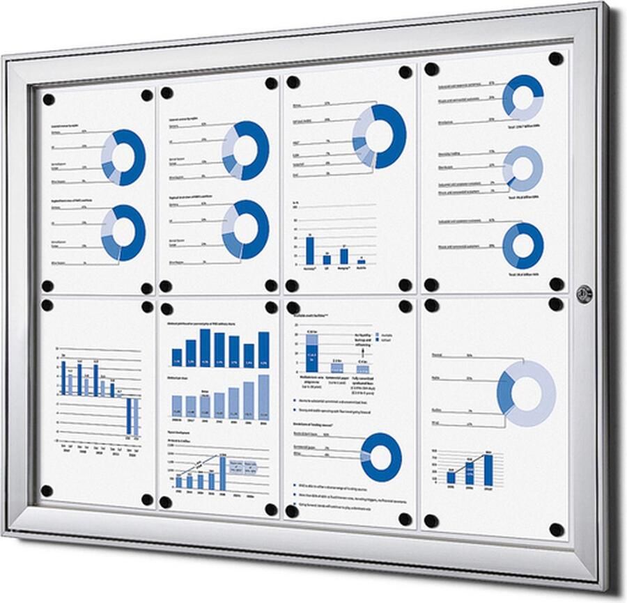 Quantore Vergrendelbaar notitiebord indoor zilver 8x a4