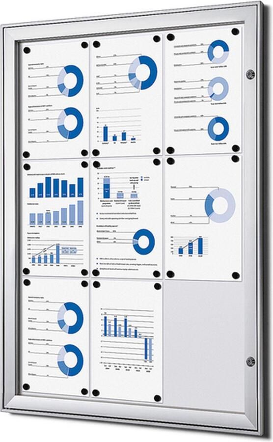 Quantore Vergrendelbaar notitiebord indoor zilver 9x a4