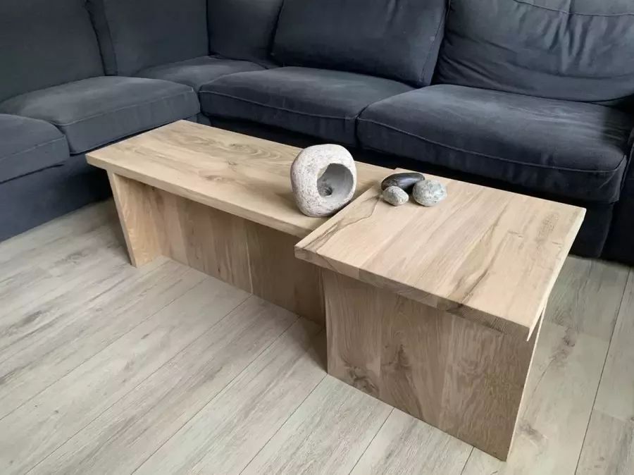 Quattro Design meubels Salontafel en bijzettafel (set) Elegante 3 massief eikenhout 1.20 x 0.40 Quattro Design