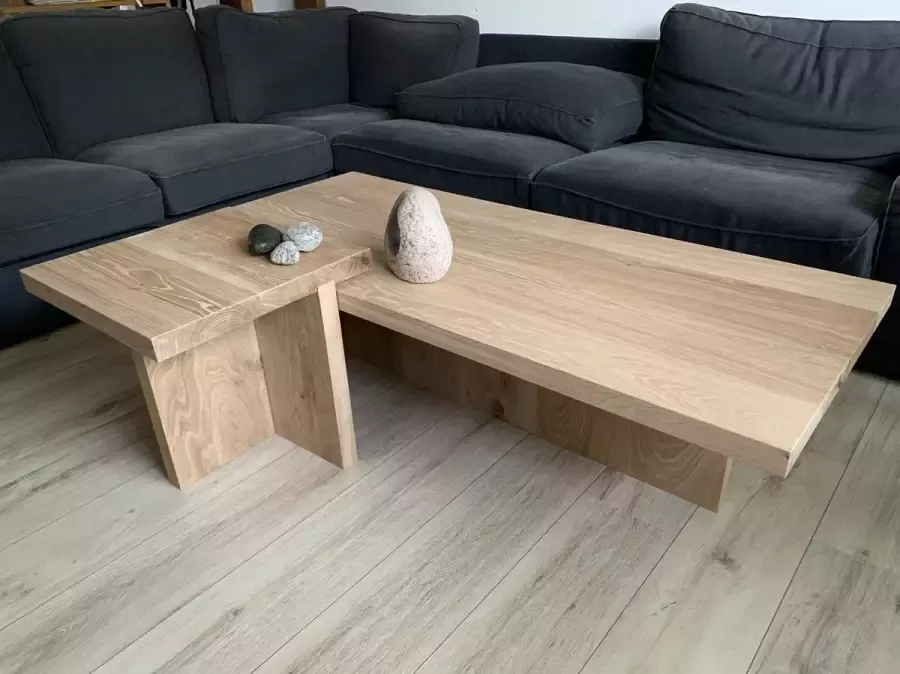 Quattro Design meubels Salontafel en bijzettafel (set) Elegante 4 massief eikenhout 1.20 x 0.40 Quattro Design