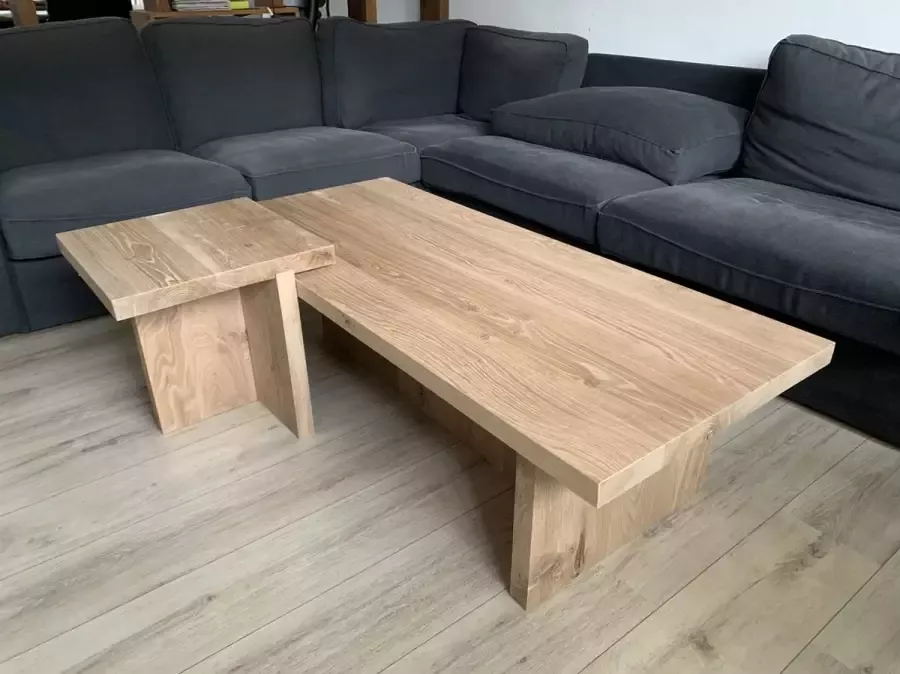 Quattro Design meubels Salontafel en bijzettafel (set) Elegante 4 massief eikenhout 1.40 x 0.40 Quattro Design