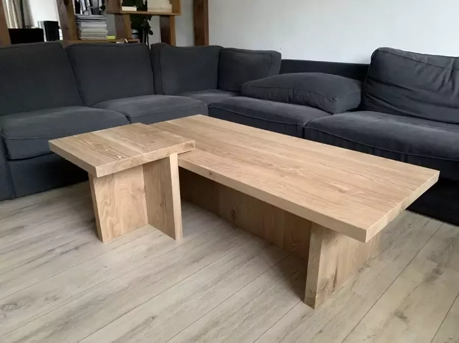 Quattro Design meubels Salontafel en bijzettafel (set) Elegante 4 massief eikenhout 1.40 x 0.60 Quattro Design