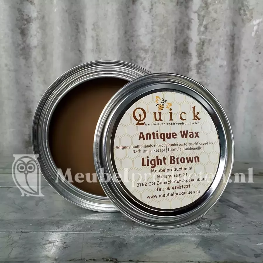 Quick Antiekwas Boenwas Terpentijnwas Meubelwas Antique Wax Was Licht Bruin Light Brown Meubelonderhoudsmiddel Meubelwas 375 ml