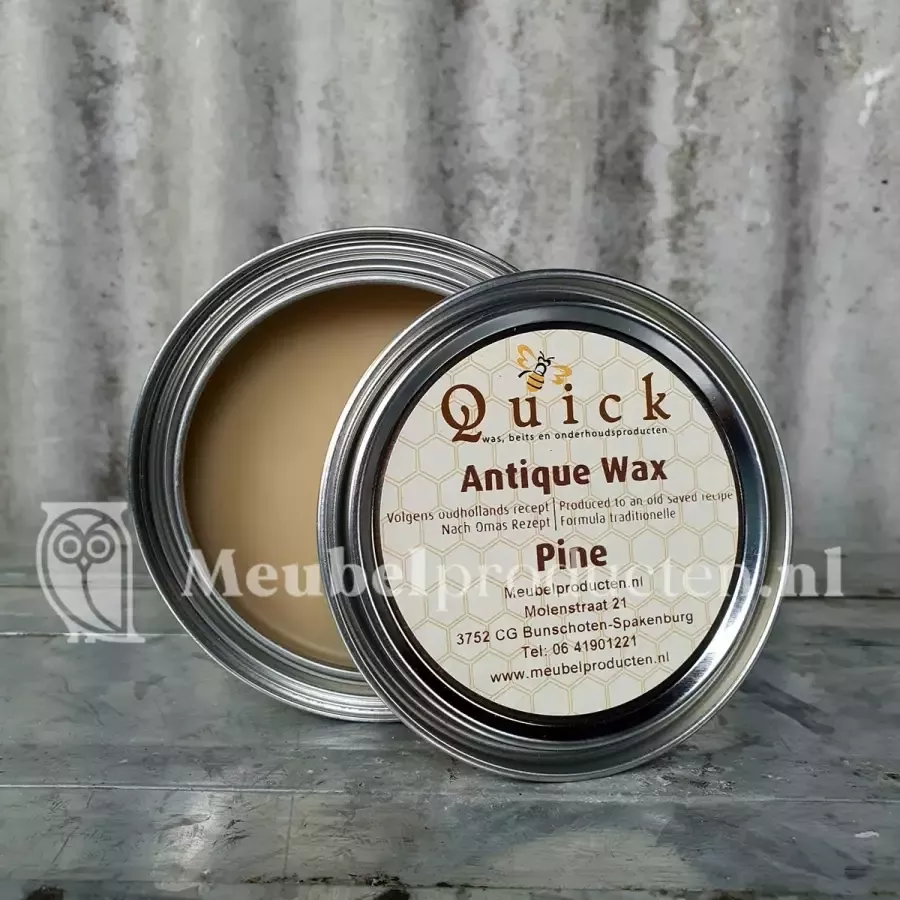 Quick Boenwas Antiekwas Antique Wax Terpentijnwas Meubelwas Was Geel Bruin Pine Grenen oud Grenen 375 ml