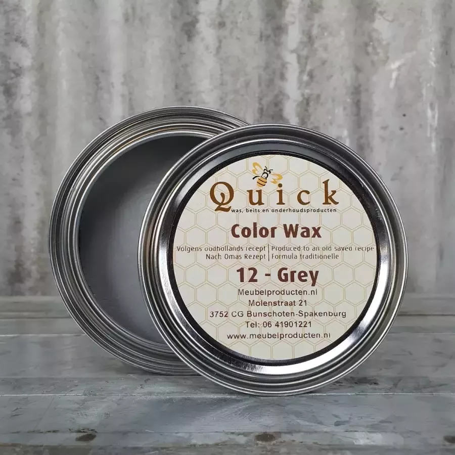 Quick Kalkwas Krijtwas Colorwax Terpentijnwas Grijs Grey greywash meubelwas 375 ml per blik