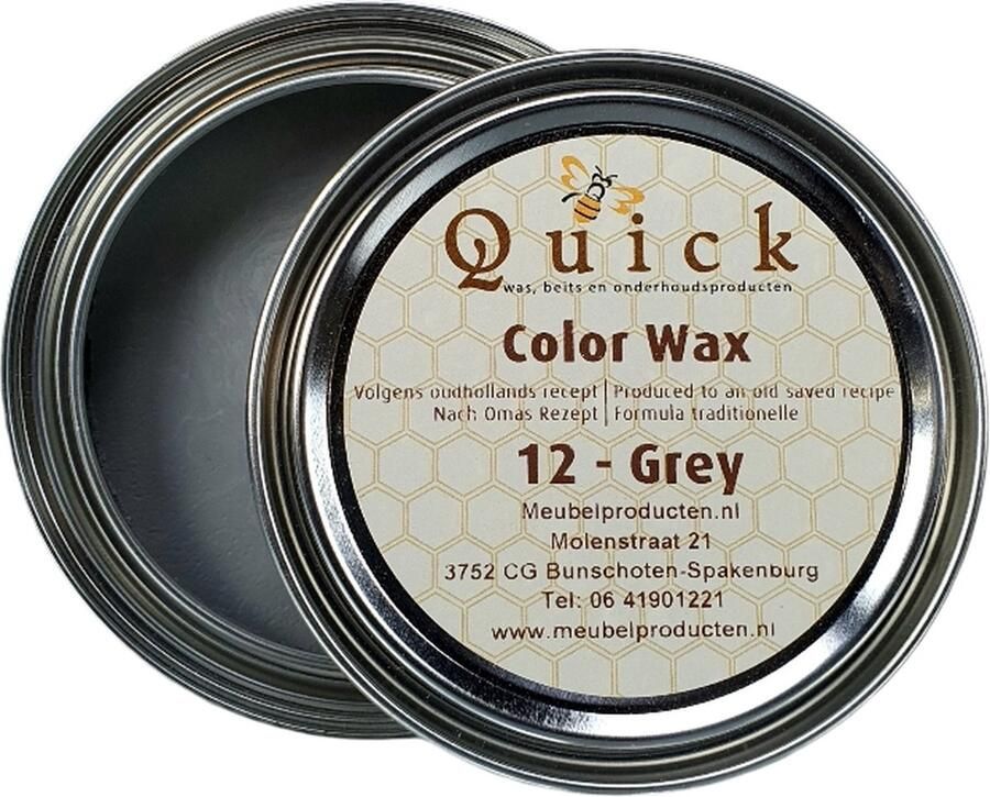Quick Kalkwas Krijtwas Colorwax Terpentijnwas Grijs Grey greywash meubelwas 375 ml per blik - Foto 2