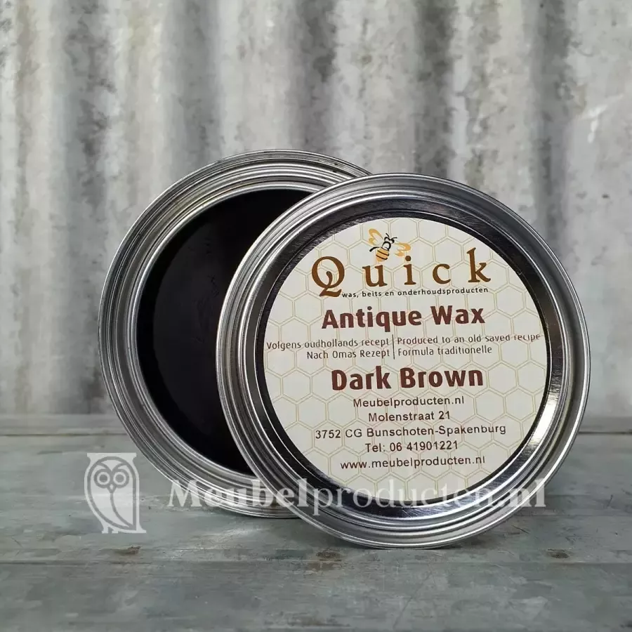 Quick-was Quick wax (antiekwas boenwas Terpentijnwas)Donkerbruin Dark Brown Bruin 375 ml