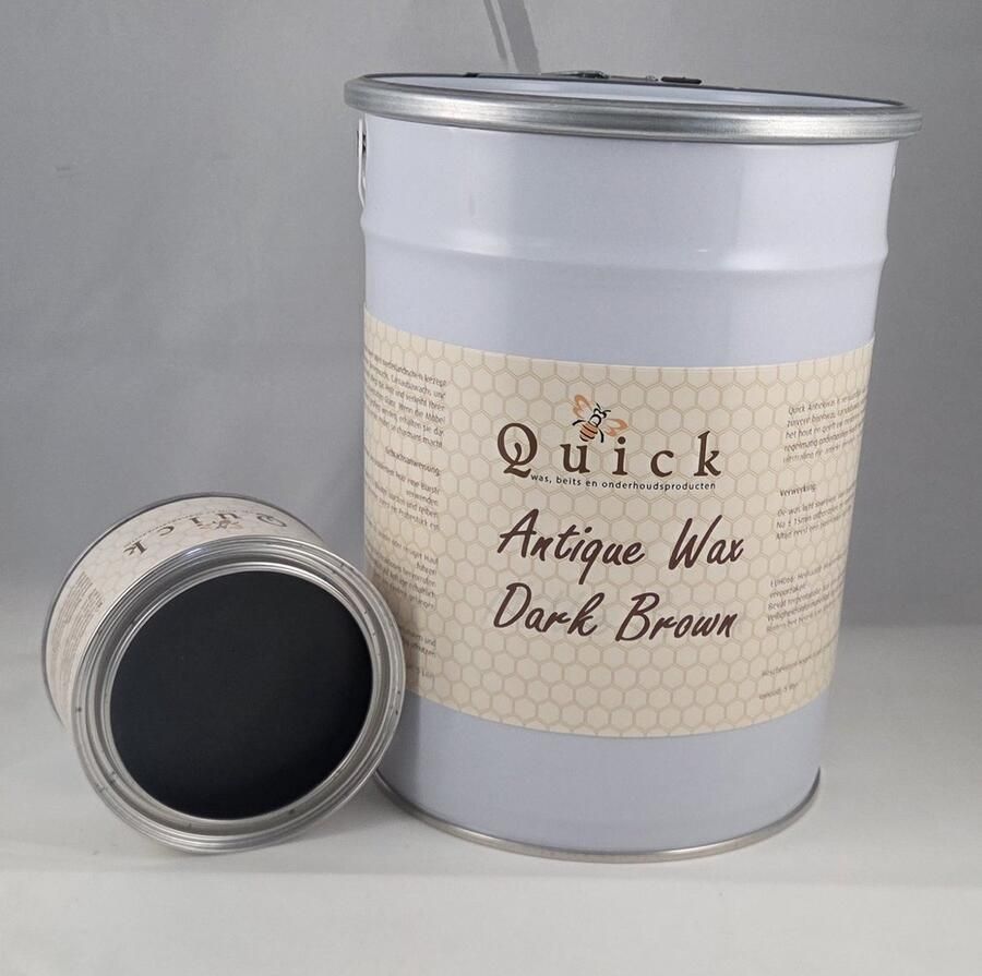 Quick wax (antiekwas boenwas Terpentijnwas) 5 liter Donker Bruin (Dark Brown)