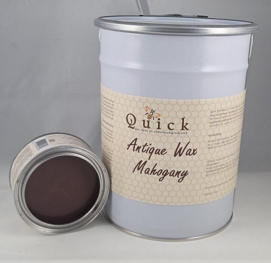 Quick wax (antiekwas boenwas Terpentijnwas) 5 liter Mahonie (Mahogany)