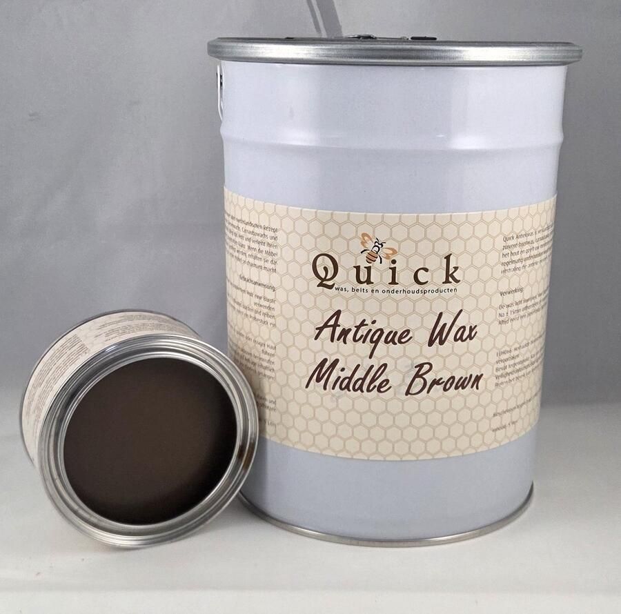 Quick wax (antiekwas boenwas Terpentijnwas) 5 liter Midden Bruin (Middle Brown)