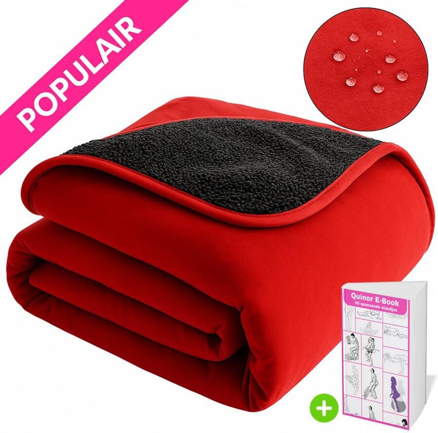 Quinor Love blanket Rood XL 150x200 CM 100% waterdicht Beschermdeken voor Intieme Momenten Inclusief E-Book Rood love blanket Matras bescherming seks date night romantisch wasmachine bestendig
