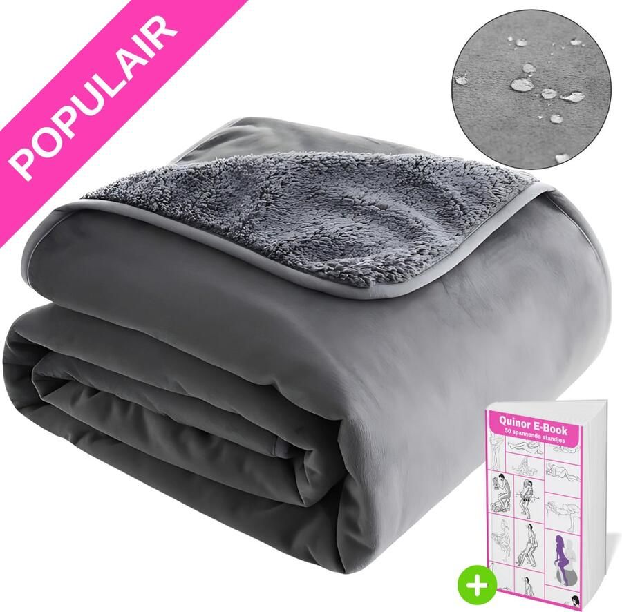 Quinor Love blanket – waterdicht Beschermdeken voor Intieme Momenten + E-Book met 50 spannende standjes Matras bescherming – seks – date night – 150x200 cm – wasmachine bestendig