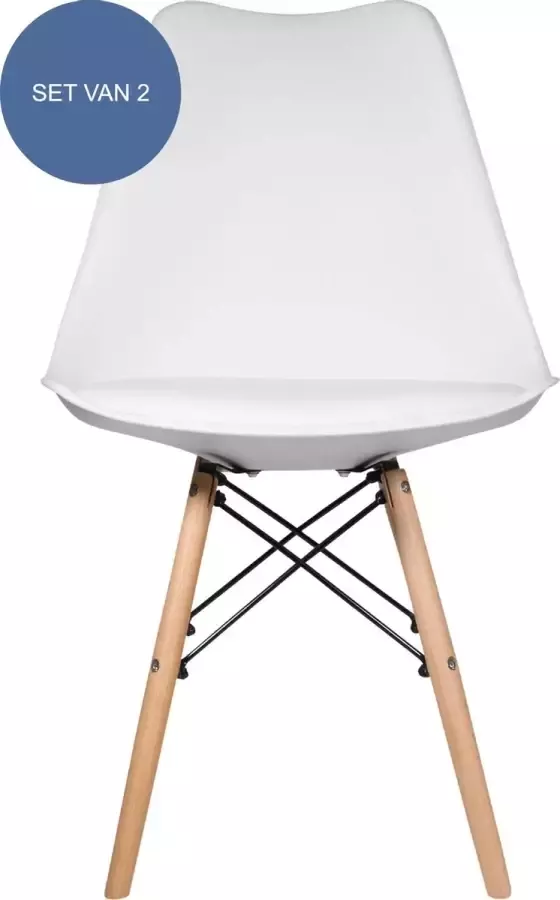 QUVIO 2 stuks stoel Adamo van kunststof en hout Eetkamerstoelen Woonkamerstoelen Stoel Zetels Keukenstoelen Stoel Fauteuils Wit - Foto 2
