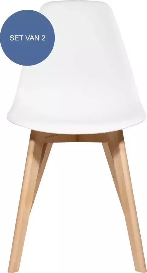QUVIO 2 stuks stoel Tomasso van kunststof en hout Eetkamerstoelen Woonkamerstoelen Stoel Zetels Keukenstoelen Stoel Fauteuils Wit