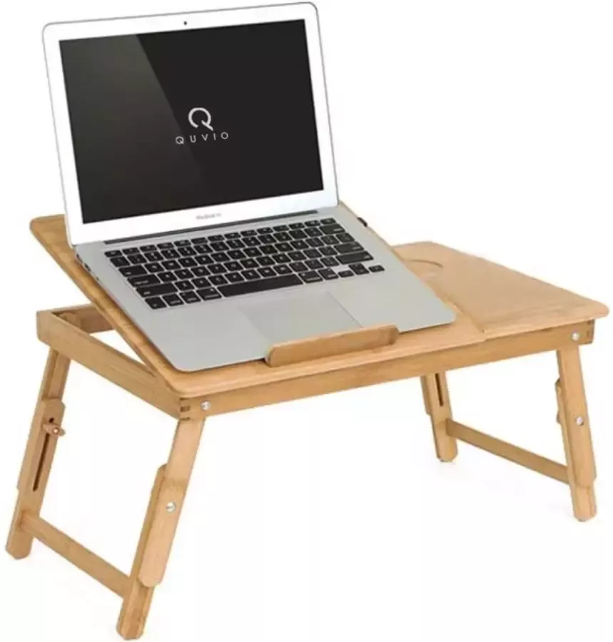 QUVIO Bedtafel bamboe Tafeltje voor laptop of ontbijt op bed Ontbijttafeltje laptoptafel verstelbaar Laptop verhoger Schoottafel - Foto 1