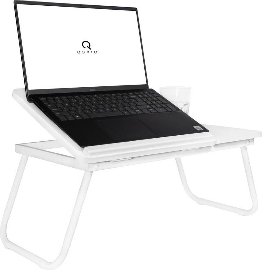 QUVIO bedtafel met bekerhouder Bedtafel Laptoptafel Bedtafeltje voor op bed Bedtafeltje Verstelbaar Wit - Foto 1