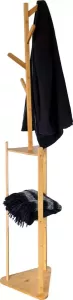 QUVIO Kapstok staand met legplanken Kapstok Staande kapstok Garderoberek Kapstokken Kapstokhaak 32 5 x 32 5 x 179 cm (lxbxh) Lichtbruin
