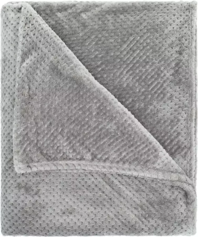 QUVIO Plaid Voor bank Voor bed Deken Plaids Decoratief Deken Fleece deken Sprei Woonaccessoires Grijs 200 x 230 cm (lxb) - Foto 1